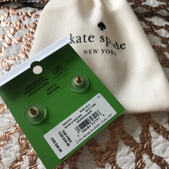 Kate Spade Rose Gold Bourgeois Bow Stud Earrings - Picture 4 of 6